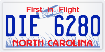 NC license plate DIE6280