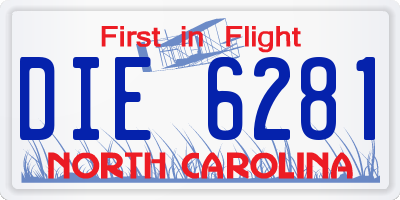 NC license plate DIE6281