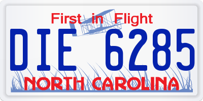 NC license plate DIE6285