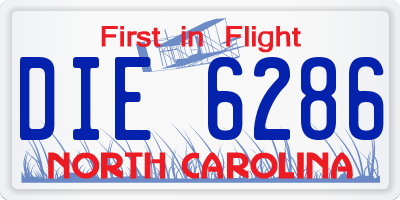 NC license plate DIE6286