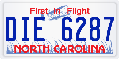 NC license plate DIE6287