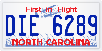 NC license plate DIE6289