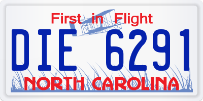 NC license plate DIE6291