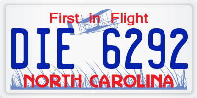 NC license plate DIE6292