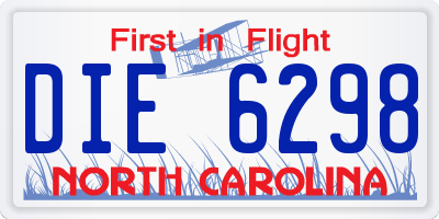 NC license plate DIE6298