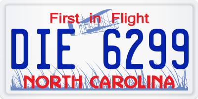 NC license plate DIE6299