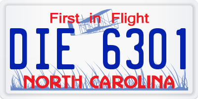 NC license plate DIE6301