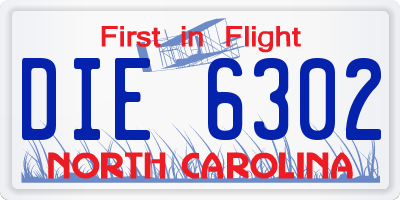 NC license plate DIE6302