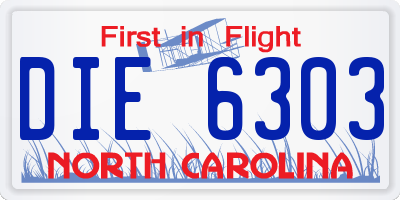 NC license plate DIE6303