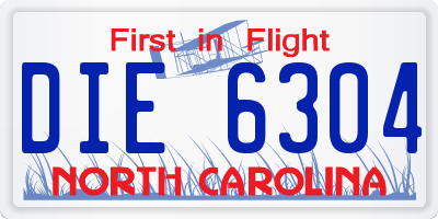 NC license plate DIE6304