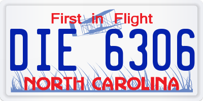 NC license plate DIE6306