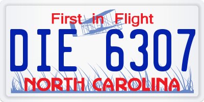 NC license plate DIE6307