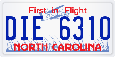NC license plate DIE6310
