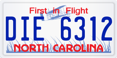 NC license plate DIE6312