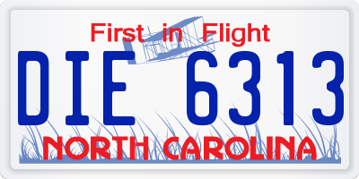 NC license plate DIE6313