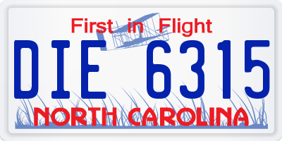 NC license plate DIE6315