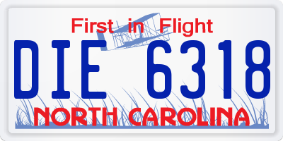 NC license plate DIE6318