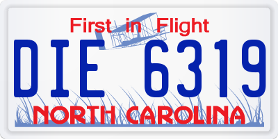 NC license plate DIE6319