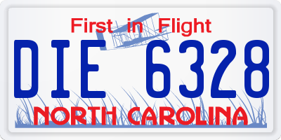 NC license plate DIE6328