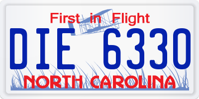 NC license plate DIE6330
