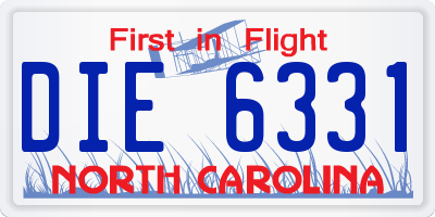 NC license plate DIE6331
