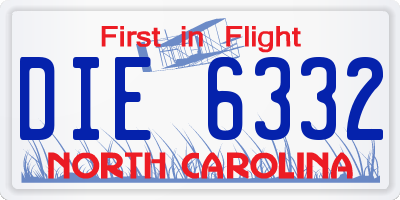 NC license plate DIE6332
