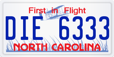 NC license plate DIE6333