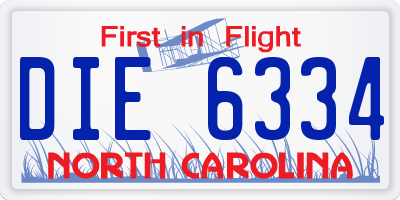 NC license plate DIE6334