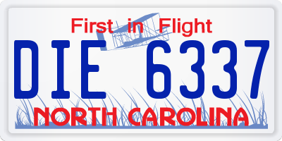 NC license plate DIE6337