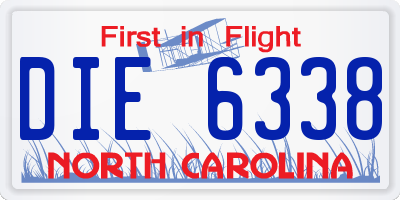 NC license plate DIE6338