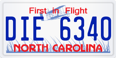 NC license plate DIE6340