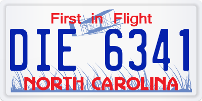 NC license plate DIE6341