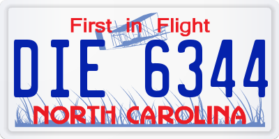 NC license plate DIE6344
