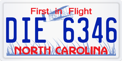NC license plate DIE6346