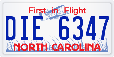 NC license plate DIE6347