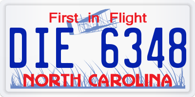NC license plate DIE6348