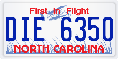 NC license plate DIE6350