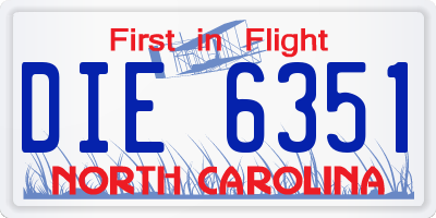 NC license plate DIE6351