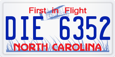 NC license plate DIE6352