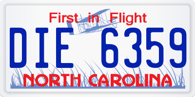 NC license plate DIE6359