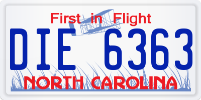 NC license plate DIE6363