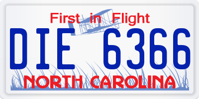 NC license plate DIE6366