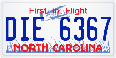 NC license plate DIE6367