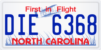 NC license plate DIE6368