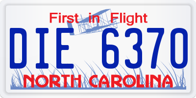 NC license plate DIE6370