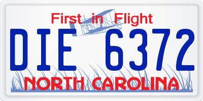 NC license plate DIE6372