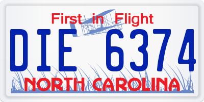 NC license plate DIE6374