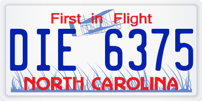 NC license plate DIE6375