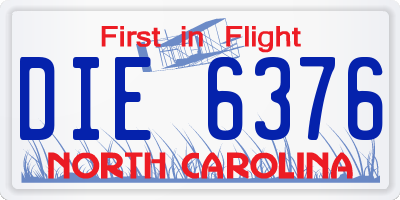 NC license plate DIE6376