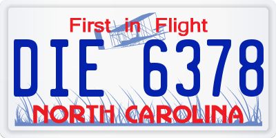 NC license plate DIE6378